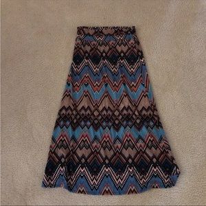 Azules Aqua, Brown, Orange Design Maxi Comfort skirt - Women’s XL, Waist 15”